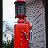 Old style gas pump with globe on top