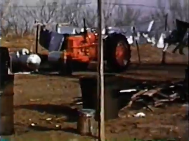 Tractor and hanging laundry