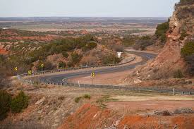 Highway through Caprock State Park in the Panhandle of Texas